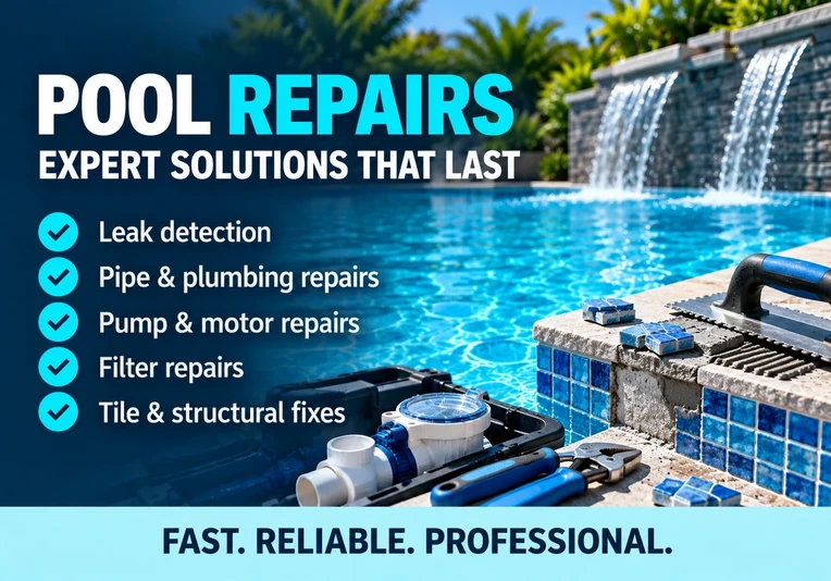 Swimming pool repairs including plumbing, equipment and structural repair work