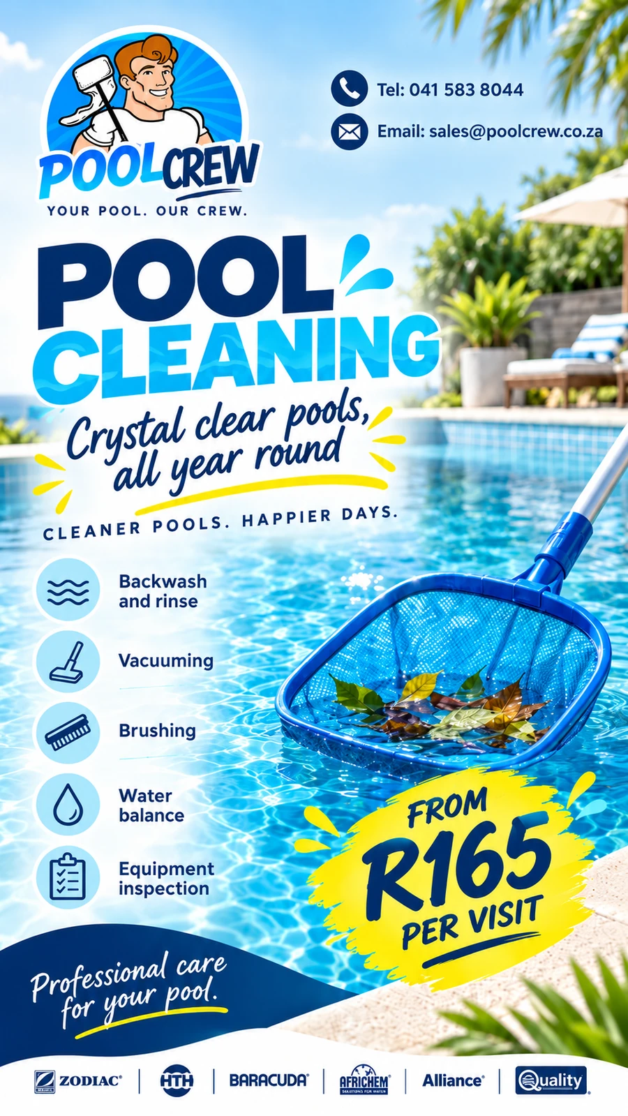 Pool Crew pool cleaning special for clear residential swimming pools in Gqeberha